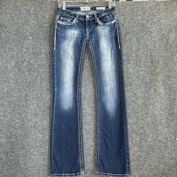 Daytrip (Buckle) Leo Bootcut Jeans - Women Size 26L - Embroidered Flap Pockets - Picture 1 of 11